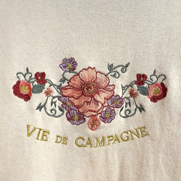 Northern Spirit by The Bay Pink Floral Embroidered Cotton Sweatshirt vintage - Picture 2 of 7